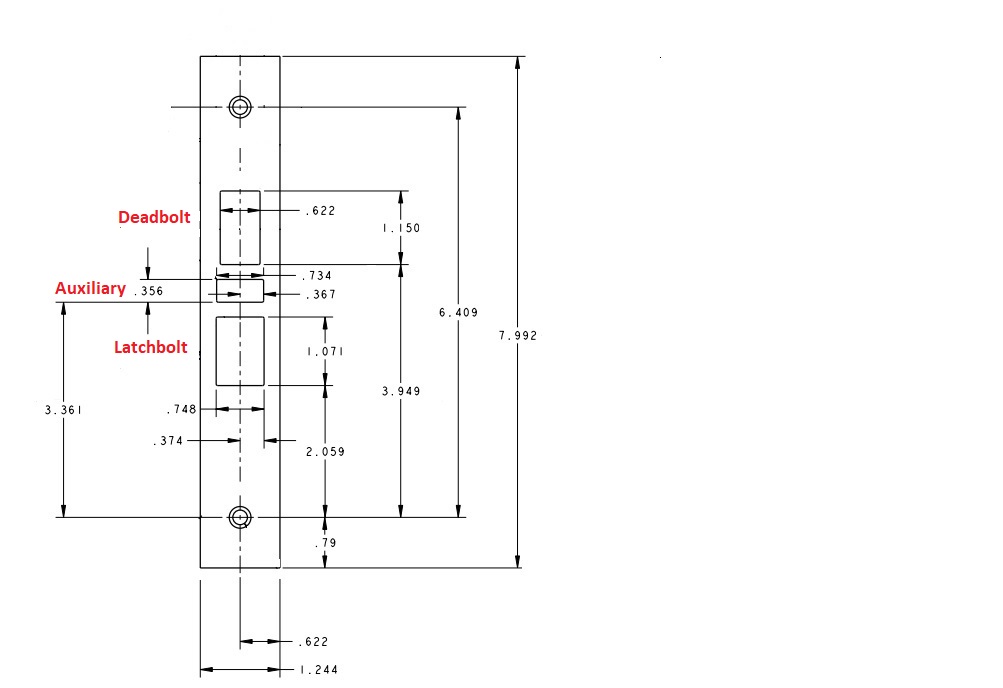 What are the dimensions for the Deadbolt and Latch Cutouts in the L
